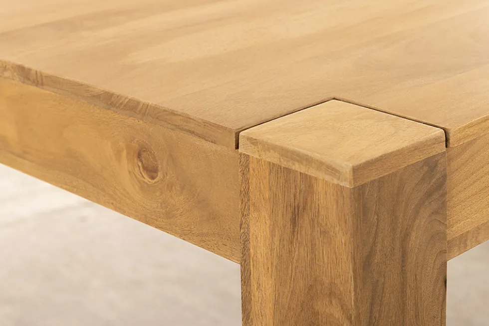 Massiver Esstisch MAKASSAR 160cm natur Mangoholz cream finish lackiert rechteckig
