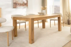 Massiver Esstisch MAKASSAR 160cm natur Mangoholz cream finish lackiert rechteckig