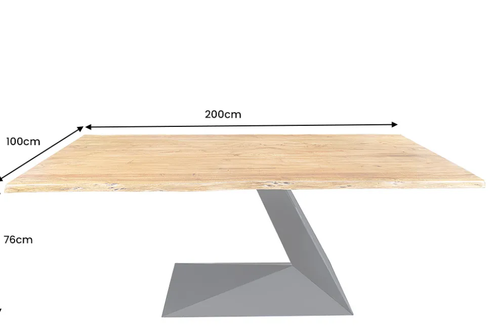 Massiver Esstisch MAMMUT BALANCE 200cm natur braun Akazie schwarz Baumkante