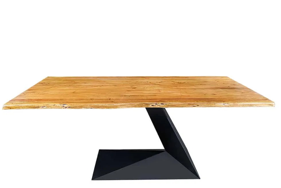 Massiver Esstisch MAMMUT BALANCE 200cm natur braun Akazie schwarz Baumkante