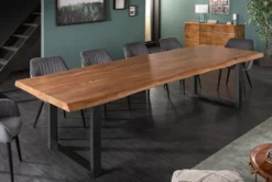 Massiver Esstisch MAMMUT 300cm braun honey finish Akazie schwarz Baumkante