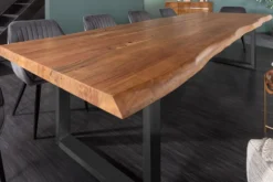 Massiver Esstisch MAMMUT 300cm braun honey finish Akazie schwarz Baumkante