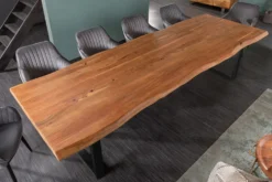 Massiver Esstisch MAMMUT 300cm braun honey finish Akazie schwarz Baumkante