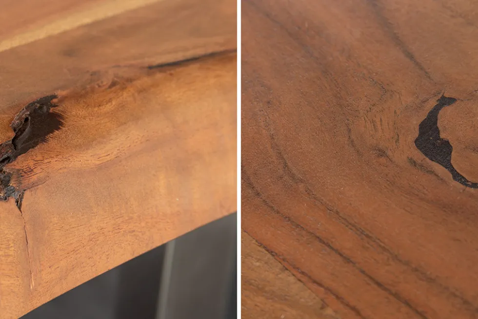 Massiver Esstisch MAMMUT 300cm braun honey finish Akazie schwarz Baumkante