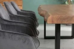 Massiver Esstisch MAMMUT 300cm natur Akazie U-Gestell schwarz Baumkante 5cm Tischplatte