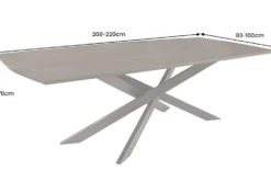 Massiver Esstisch SIGNUM 220cm dunkelbraun Mangoholz Bootsform Sterngestell