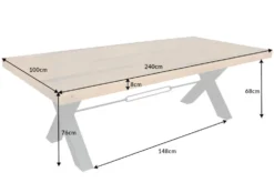 Massiver Esstisch THOR 240cm natur recyceltes Pinienholz Industrial Design