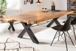 Massiver Esstisch THOR 240cm natur recyceltes Pinienholz Industrial Design