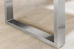 Massiver Esstisch WILD OAK 200cm natur silber Wildeiche Baumkante Edelstahl U-Gestell