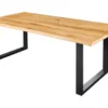 Massiver Esstisch WILD OAK 200cm natur schwarz Wildeiche Baumkante Metall U-Gestell