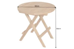 Massiver Gartenbeistelltisch EMPIRE TEAK 50cm natur Teakholz klappbar rund Outdoor