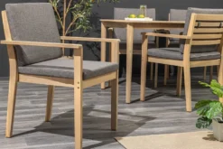 Massiver Gartenstuhl KOPENHAGEN natur Akazienholz anthrazit In- und Outdoor inkl. Kissen