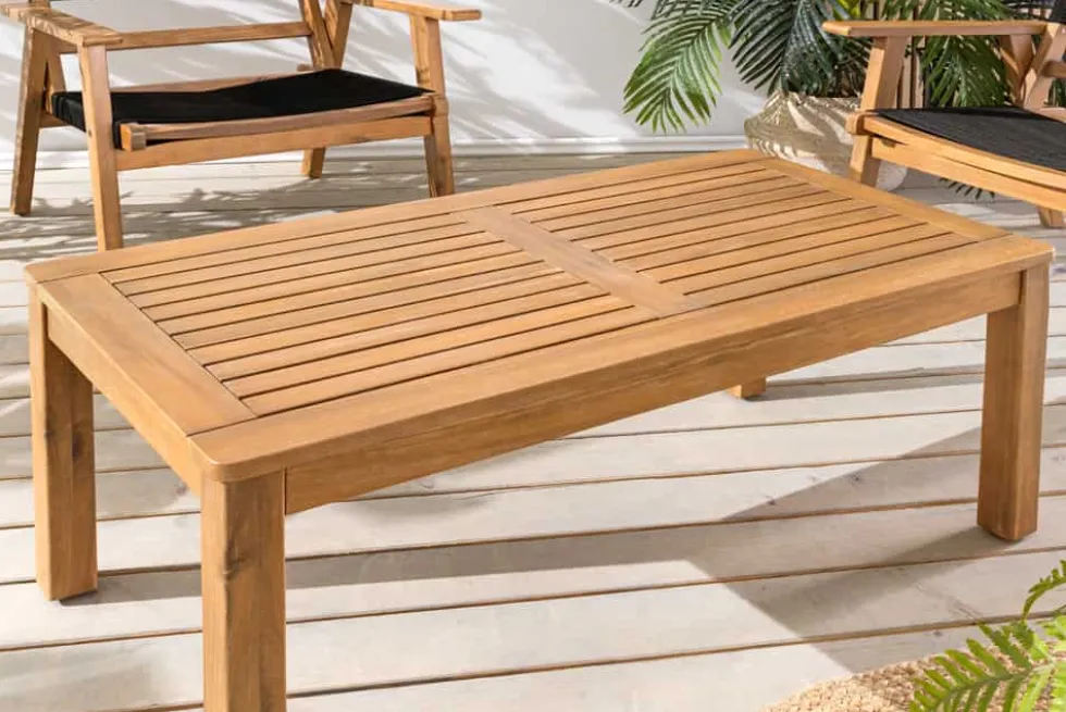 Massiver Gartentisch BALI 100cm Akazienholz wetterfest Outdoor-Loungetisch