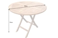 Massiver Gartentisch EMPIRE TEAK 90cm Teakholz rund klappbar Balkontisch Outdoor