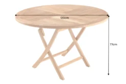 Massiver Gartentisch EMPIRE TEAK 120cm natur Teakholz rund klappbar Outdoor Balkontisch