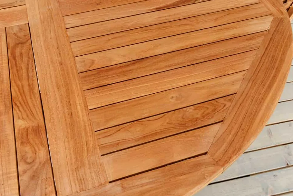 Massiver Gartentisch EMPIRE TEAK 120cm natur Teakholz rund klappbar Outdoor Balkontisch