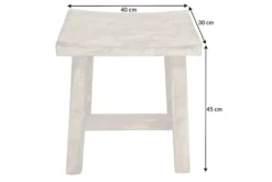 Massiver Hocker FINCA 45cm beige Mangoholz Handarbeit Boho Shabby Chic