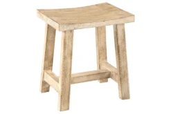Massiver Hocker FINCA 45cm beige Mangoholz Handarbeit Boho Shabby Chic