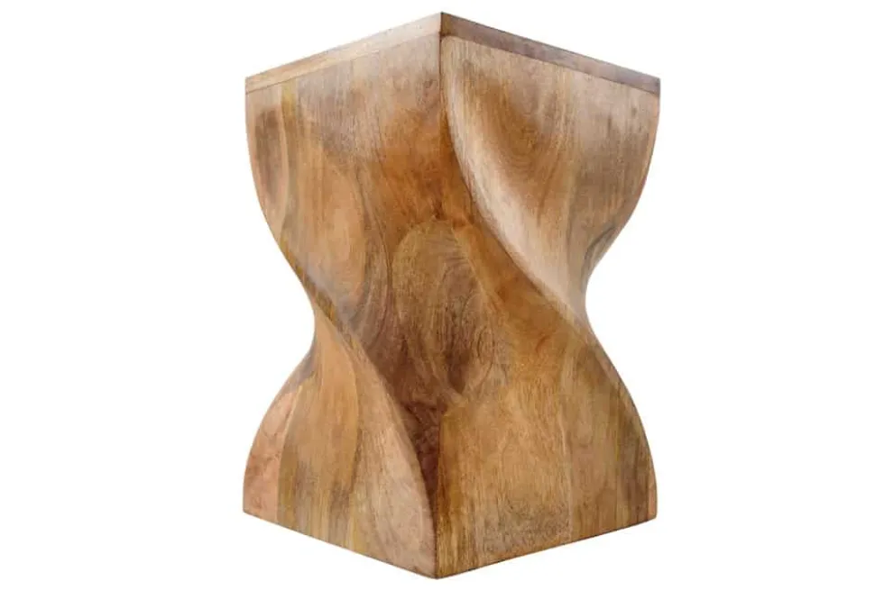 Massiver Hocker TWIST 45cm natur Mangoholz handmade Beistelltisch