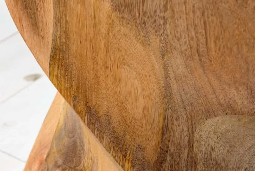 Massiver Hocker TWIST 45cm natur Mangoholz handmade Beistelltisch