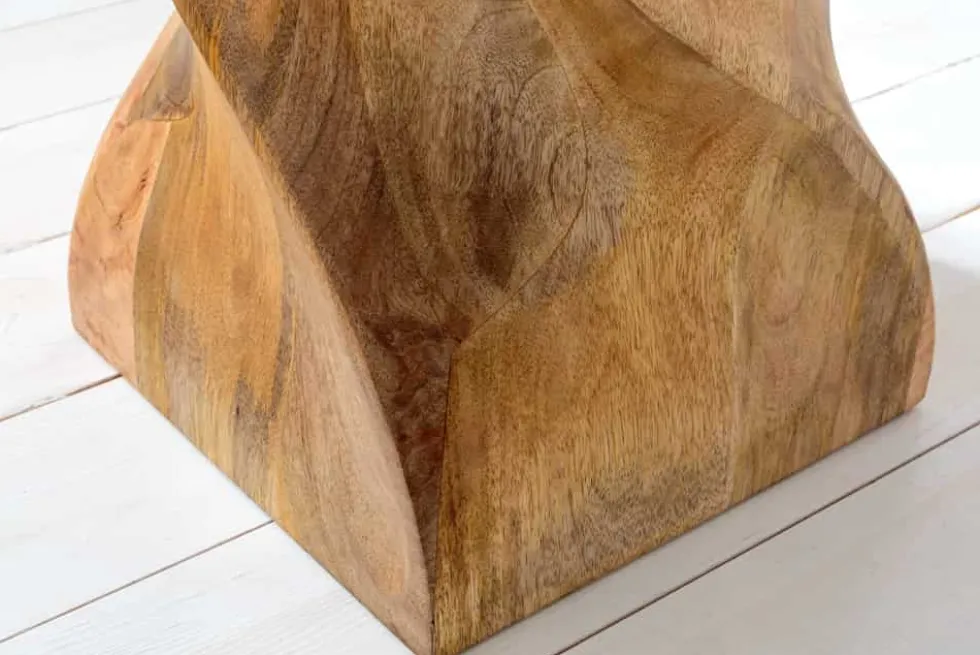 Massiver Hocker TWIST 45cm natur Mangoholz handmade Beistelltisch