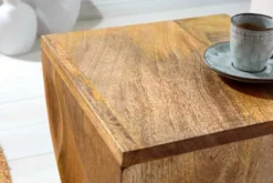 Massiver Hocker TWIST 45cm natur Mangoholz handmade Beistelltisch