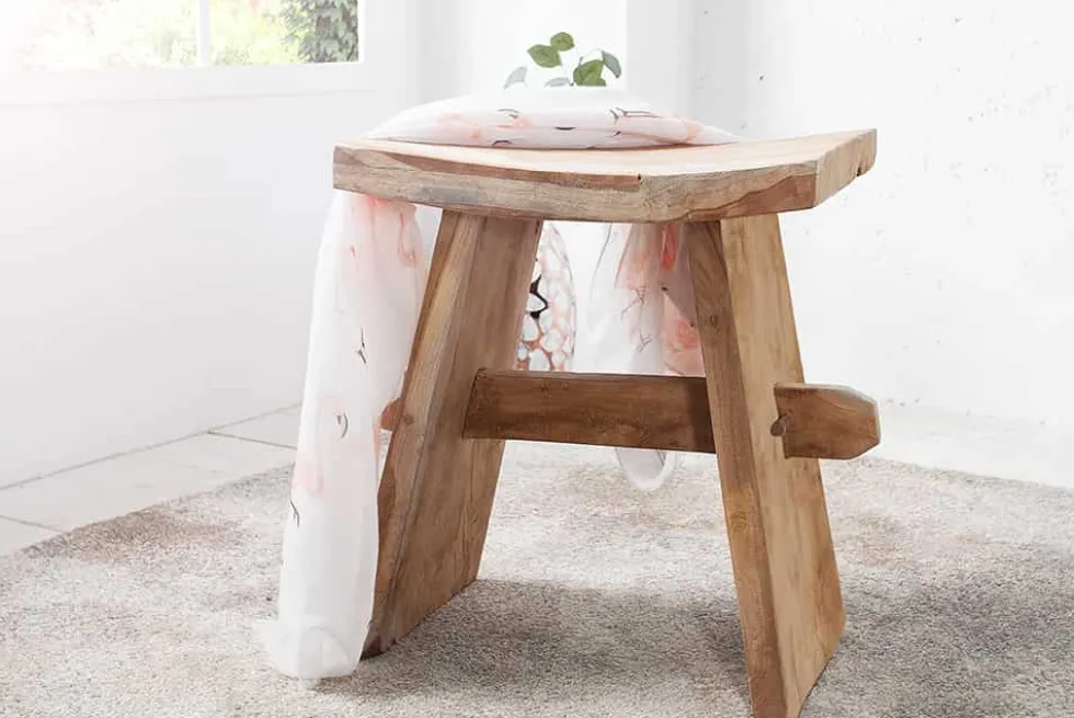 Massiver Hocker ZEN 40cm Teakholz Beistelltisch