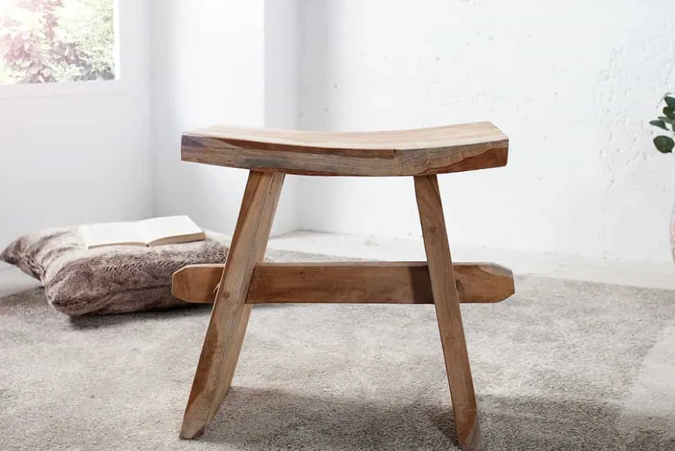 Massiver Hocker ZEN 40cm Teakholz Beistelltisch