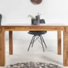 Massiver Holz Esstisch PURE 120-200cm braun Sheesham stone finish mit Ansteckplatten