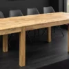 Massiver Holz Esstisch PURE 120-200cm natur Mangoholz mit Ansteckplatten