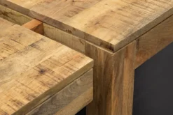 Massiver Holz Esstisch PURE 120-200cm natur Mangoholz mit Ansteckplatten
