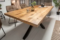 Massiver Industrial Esstisch GALAXIE 180cm Mangoholz sternenförmiges Gestell