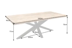 Massiver Industrial Esstisch GALAXIE 160cm Mangoholz sternenförmiges Gestell