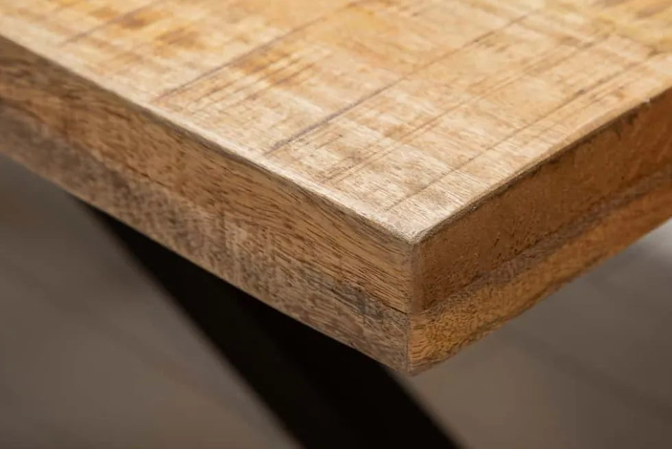 Massiver Industrial Esstisch GALAXIE 240cm natur Mangoholz schwarz Sterngestell