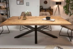 Massiver Industrial Esstisch GALAXIE 240cm natur Mangoholz schwarz Sterngestell