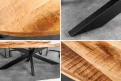 Massiver Industrial Esstisch GALAXIE 240cm natur Mangoholz oval Sterngestell