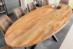 Massiver Industrial Esstisch GALAXIE 240cm natur Mangoholz oval Sterngestell