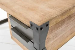 Massiver Industrial Schreibtisch FACTORY 135cm Akazie weiß gekälkt
