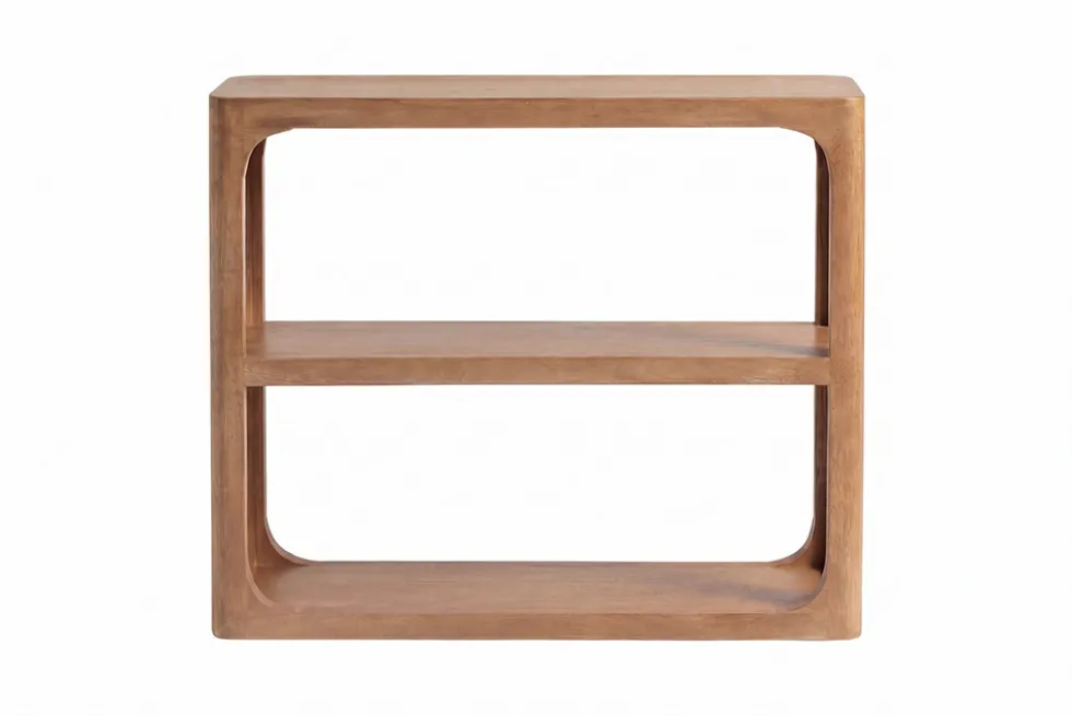 Massiver Konsolentisch ELEMENTS 90cm braun honey finish Mangoholz Regal