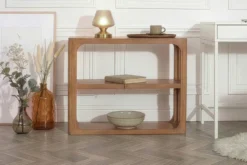 Massiver Konsolentisch ELEMENTS 90cm braun honey finish Mangoholz Regal