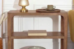 Massiver Konsolentisch ELEMENTS 90cm braun honey finish Mangoholz Regal