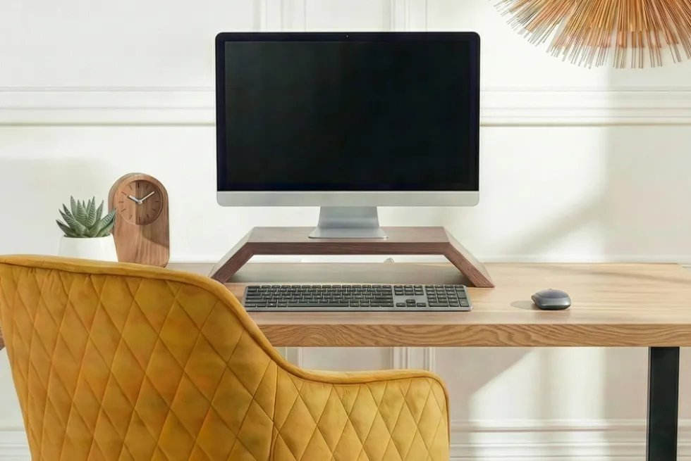 Massiver Monitorständer GATSBY 50cm braun Mangoholz Bildschirmständer Erhöhung