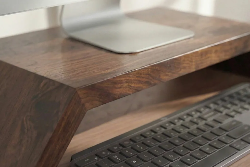 Massiver Monitorständer GATSBY 50cm braun Mangoholz Bildschirmständer Erhöhung