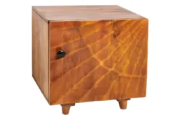Massiver Nachttisch SCORPION 50cm braun Mangoholz Beistelltisch mit 3D Schnitzereien