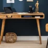 Massiver Schreibtisch RETRO 120cm Mangoholz Bürotisch mit Schublade