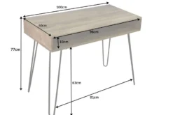 Massiver Schreibtisch SCORPION 100cm natur Mangoholz Hairpin Legs