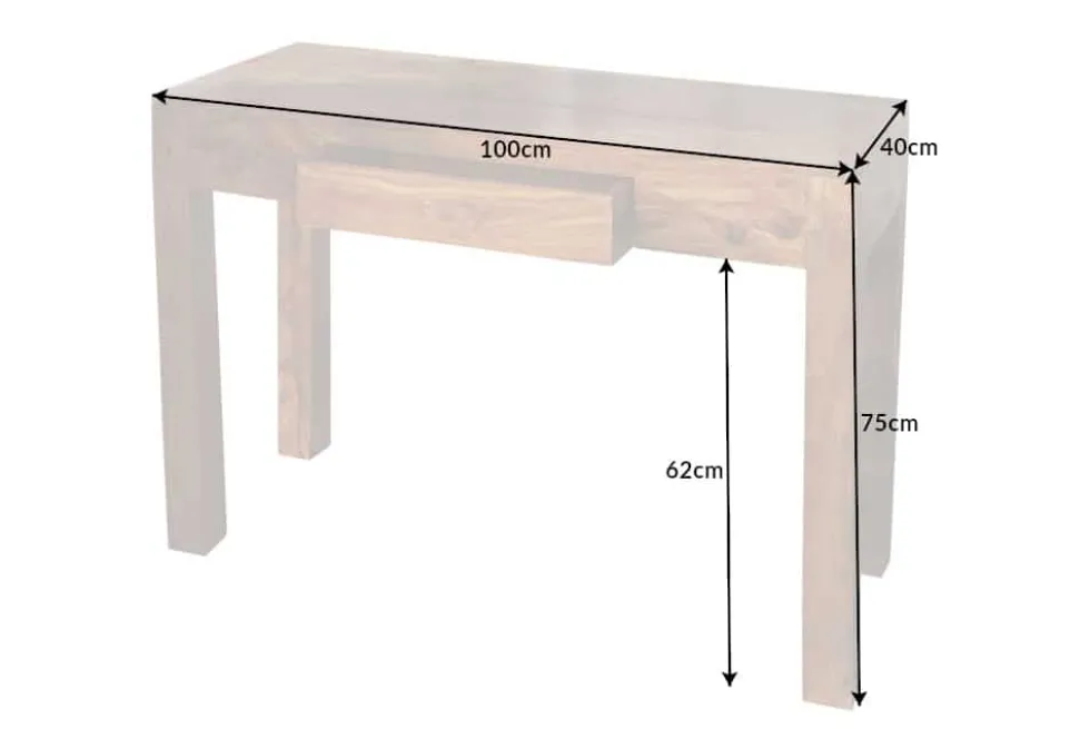 Massiver Sekretär MAKASSAR 100cm braun Sheesham stone finish Schreibtisch Konsolentisch