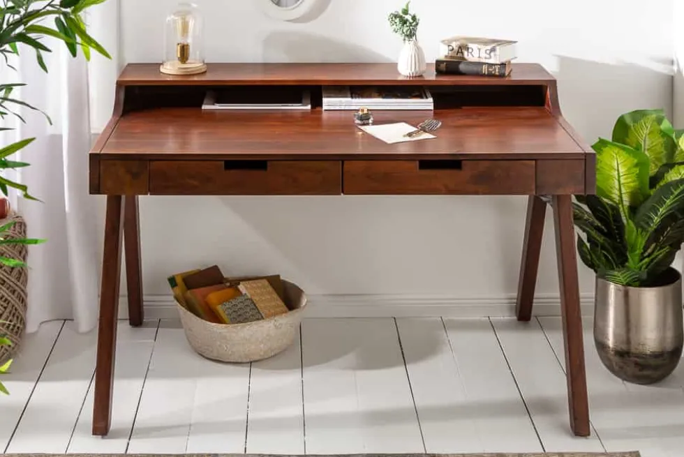 Massiver Sekretär MONSOON 100cm Akazie Schreibtisch Markant Finish