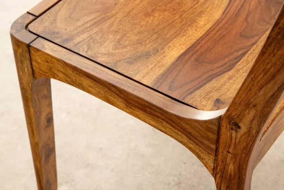 Massiver Stuhl ORGANIC braun Sheeshamholz stone finish handmade