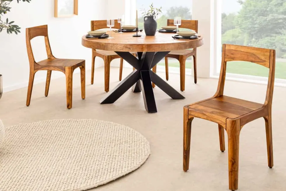 Massiver Stuhl ORGANIC braun Sheeshamholz stone finish handmade
